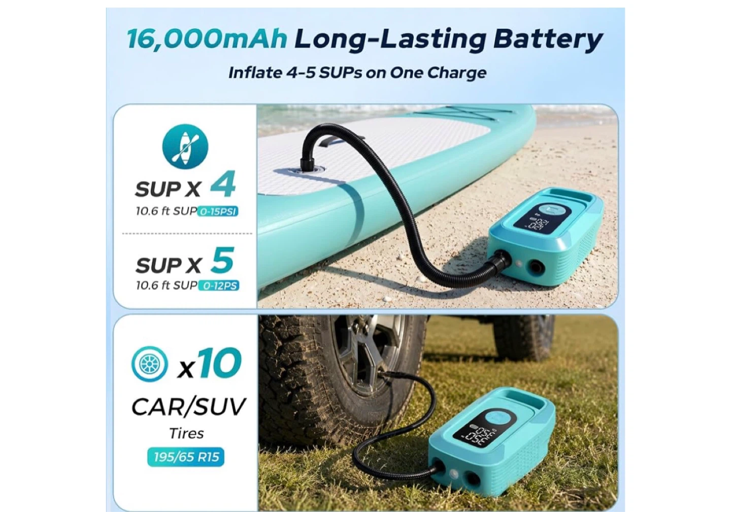 Portable Electric Air Pump with LED Light - photo 2