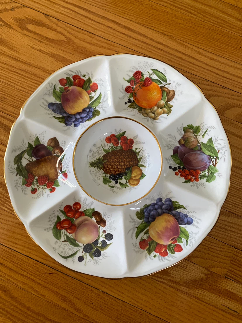Canadian Fine Bone China Serving Platter with Fruit Design