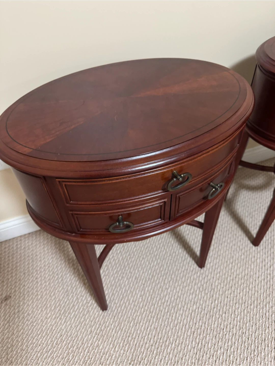 2 Oval Night Stands/ Side Tables with Drawers - photo 2