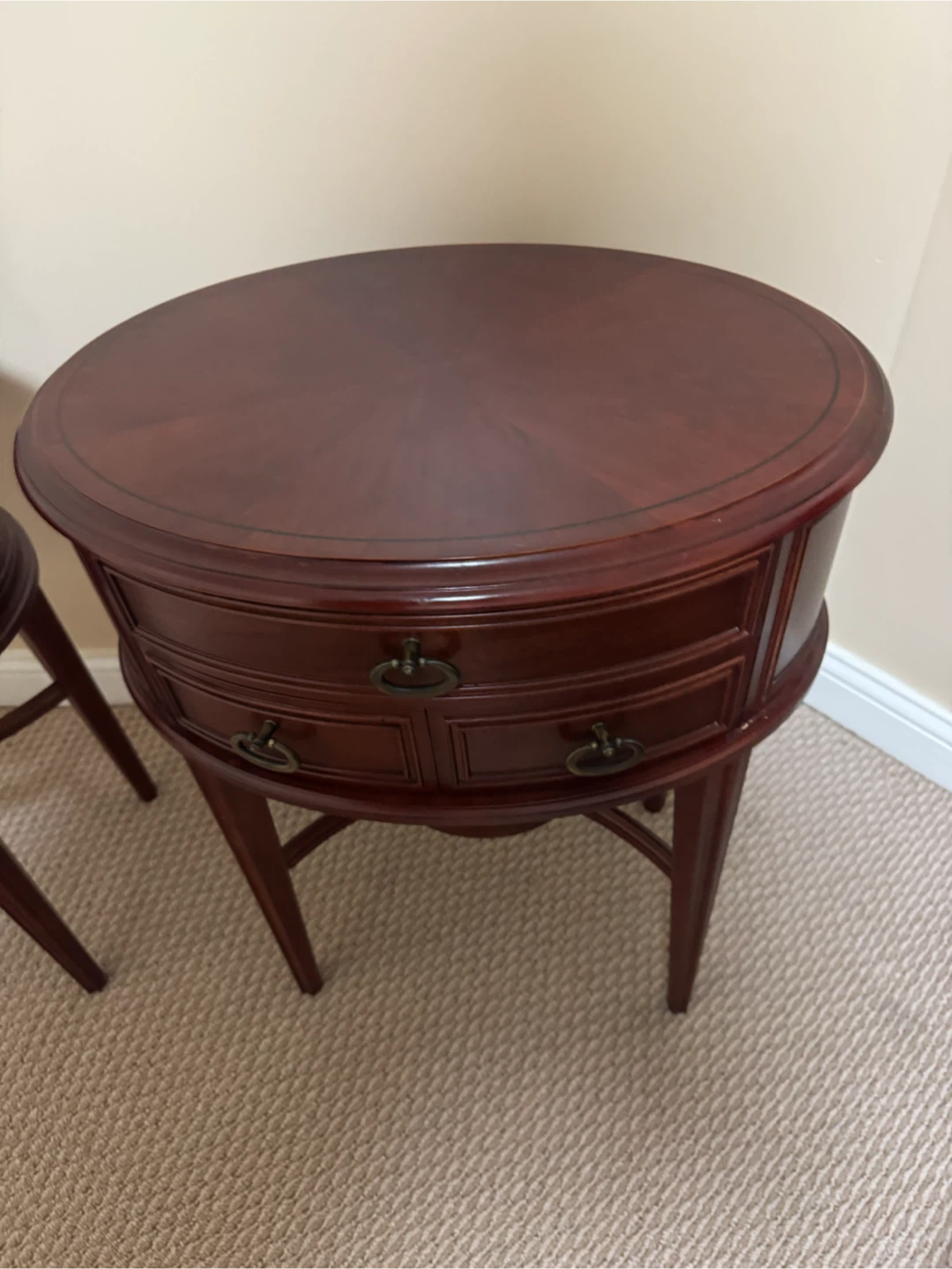 2 Oval Night Stands/ Side Tables with Drawers - photo 3