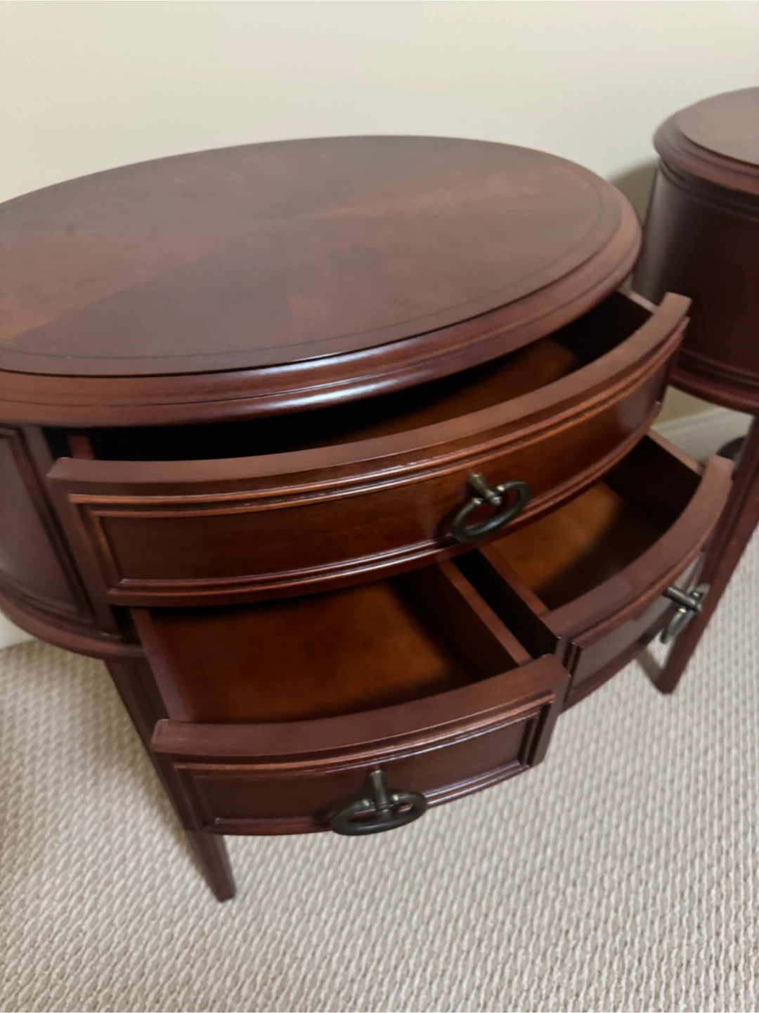 2 Oval Night Stands/ Side Tables with Drawers - photo 4