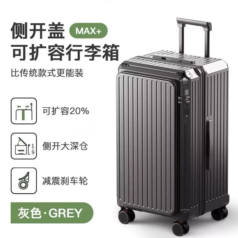 Grey Expandable Luggage with TSA Lock