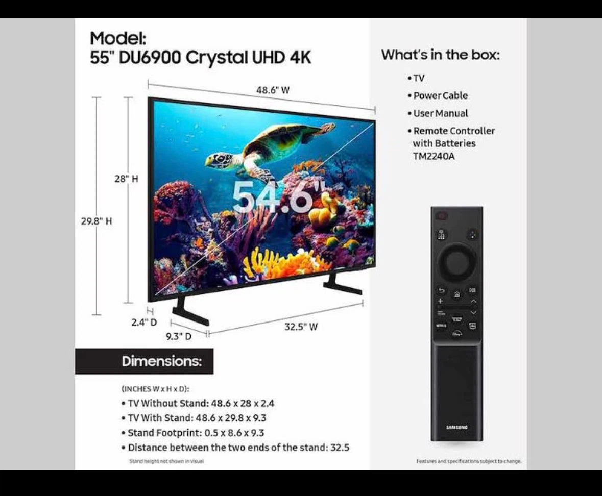 Samsung 55" DU6900 Crystal UHD 4K TV - photo 3