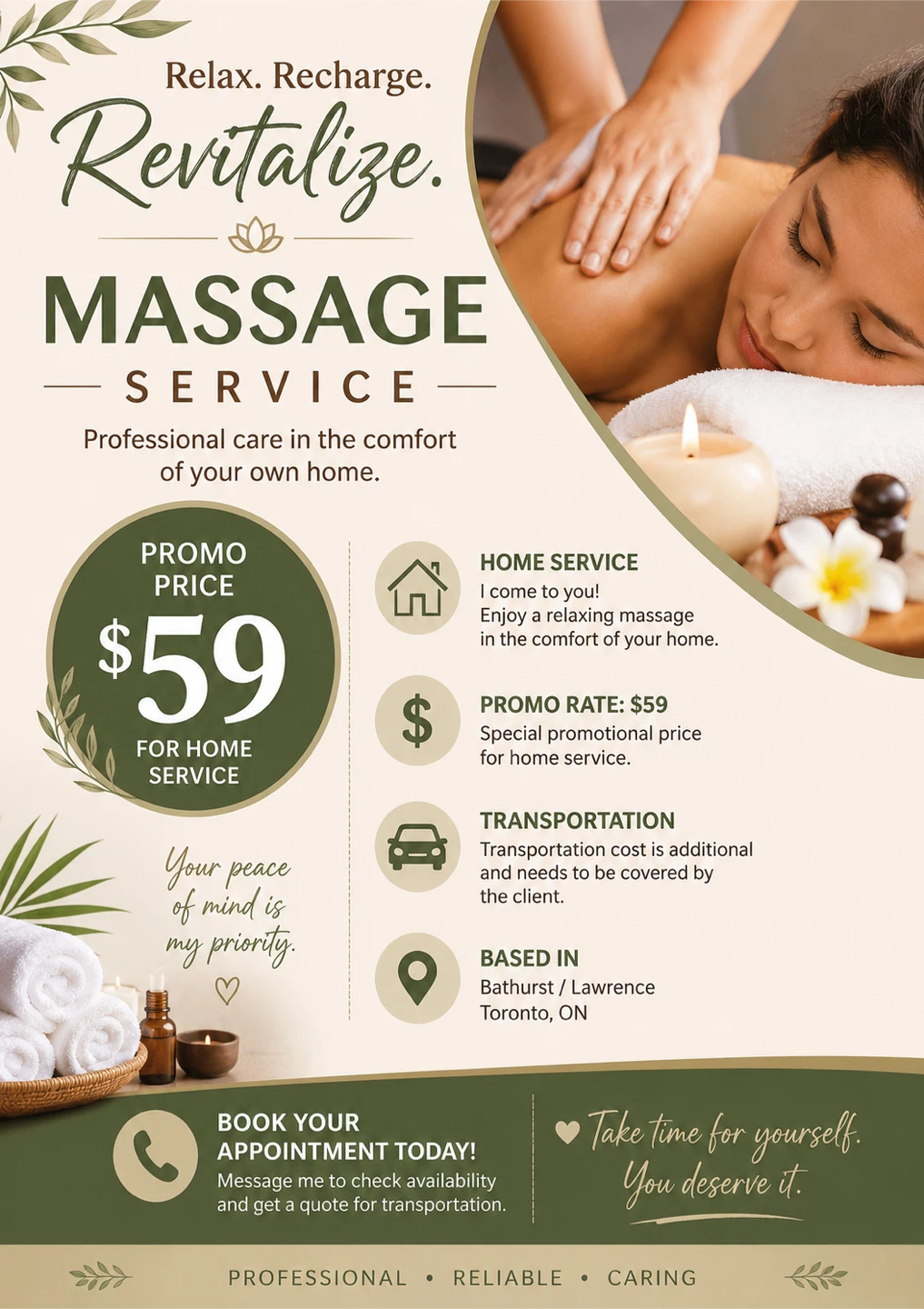 Home Massage Service - $59 Promo Rate