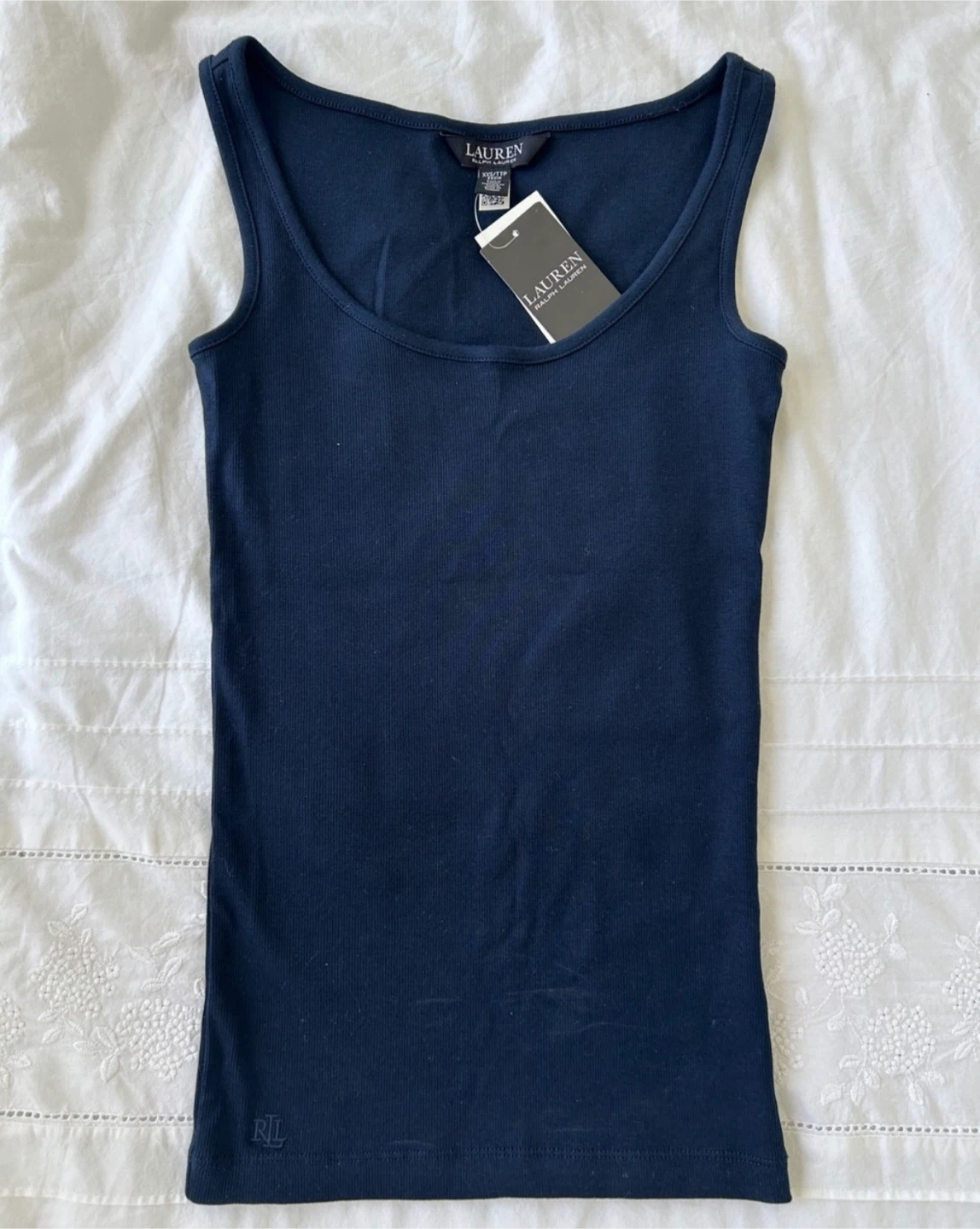 Lauren Ralph Lauren Navy Ribbed Tank Top XXS/TTP New with Tags
