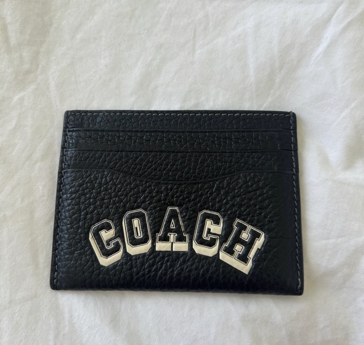 Coach Varsity Black Leather Card Holder