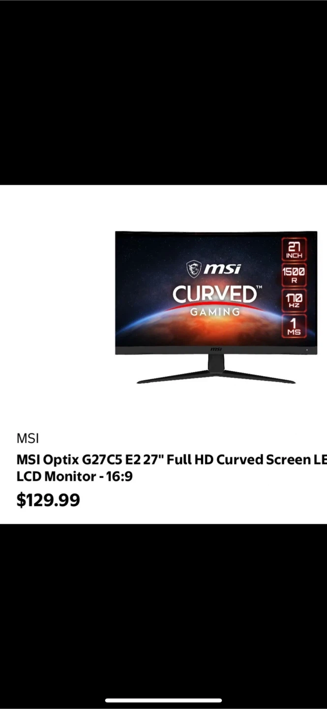 MSI Optix G27C5 E2 27" Full HD Curved Gaming Monitor
