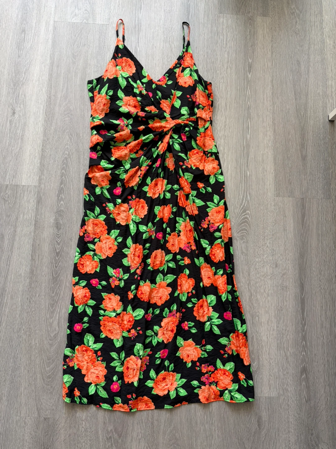 Black Floral Midi Dress