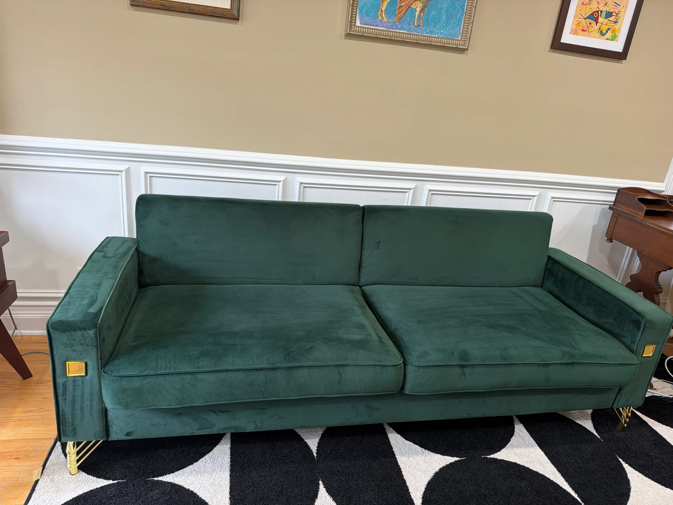 Green velvet Sofa ( wayfair) Deco gold accented - photo 3