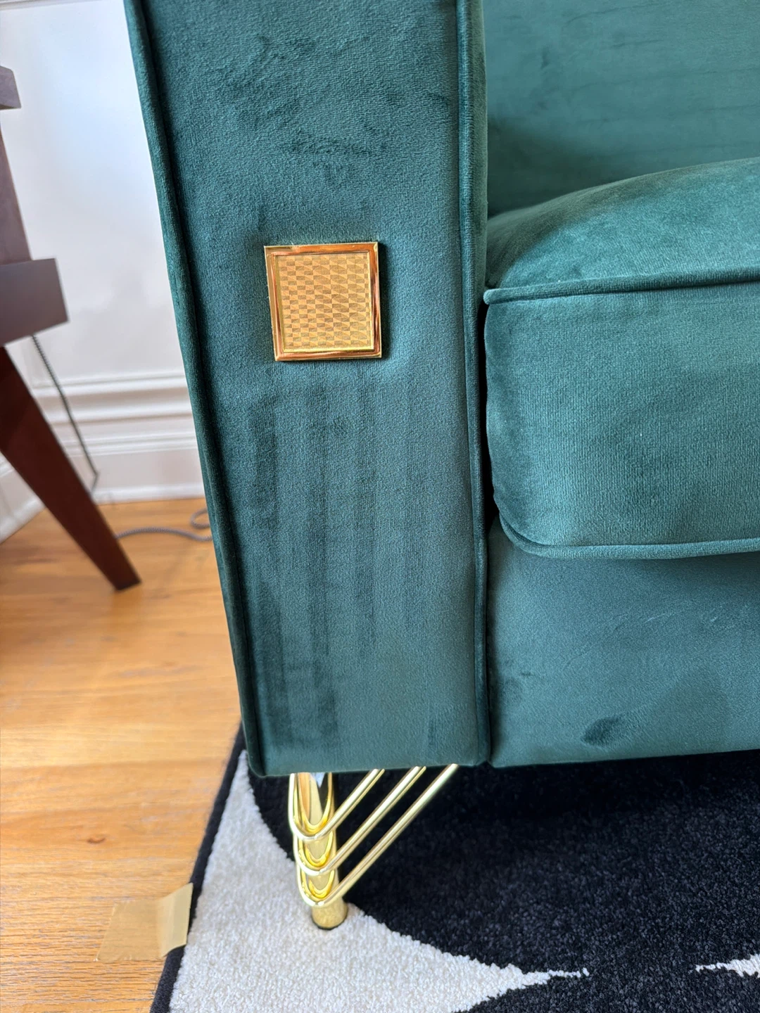 Green velvet Sofa ( wayfair) Deco gold accented - photo 4