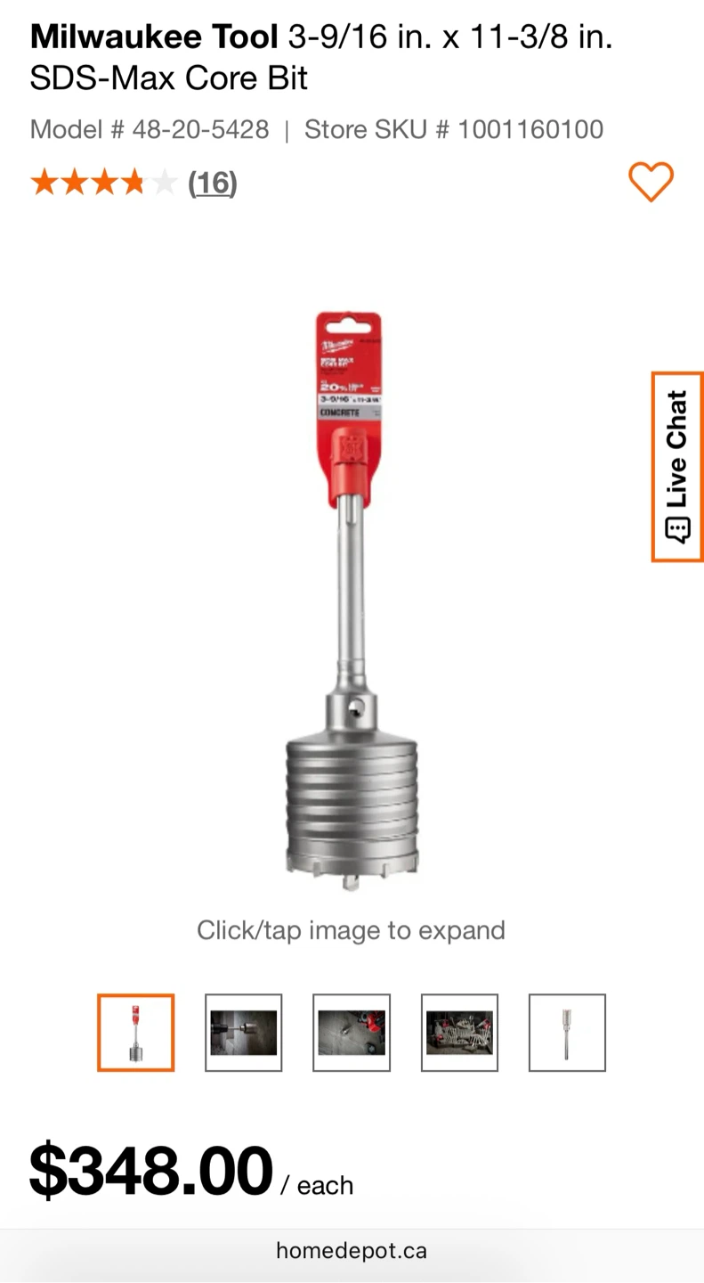 🇩🇪 NEW Milwaukee SDS MAX Core Bit 3-9/16" x 11-3/8" for Concrete