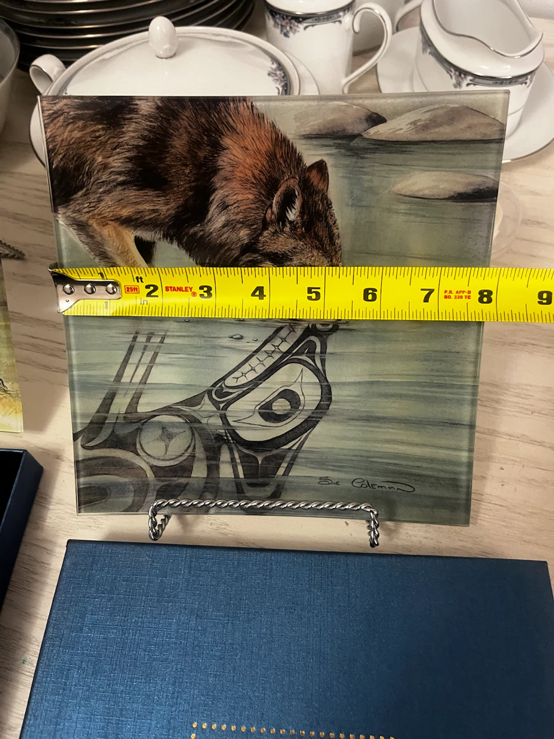 Sue Coleman Glass Art Plate - Bear & Wolf Designs - photo 2