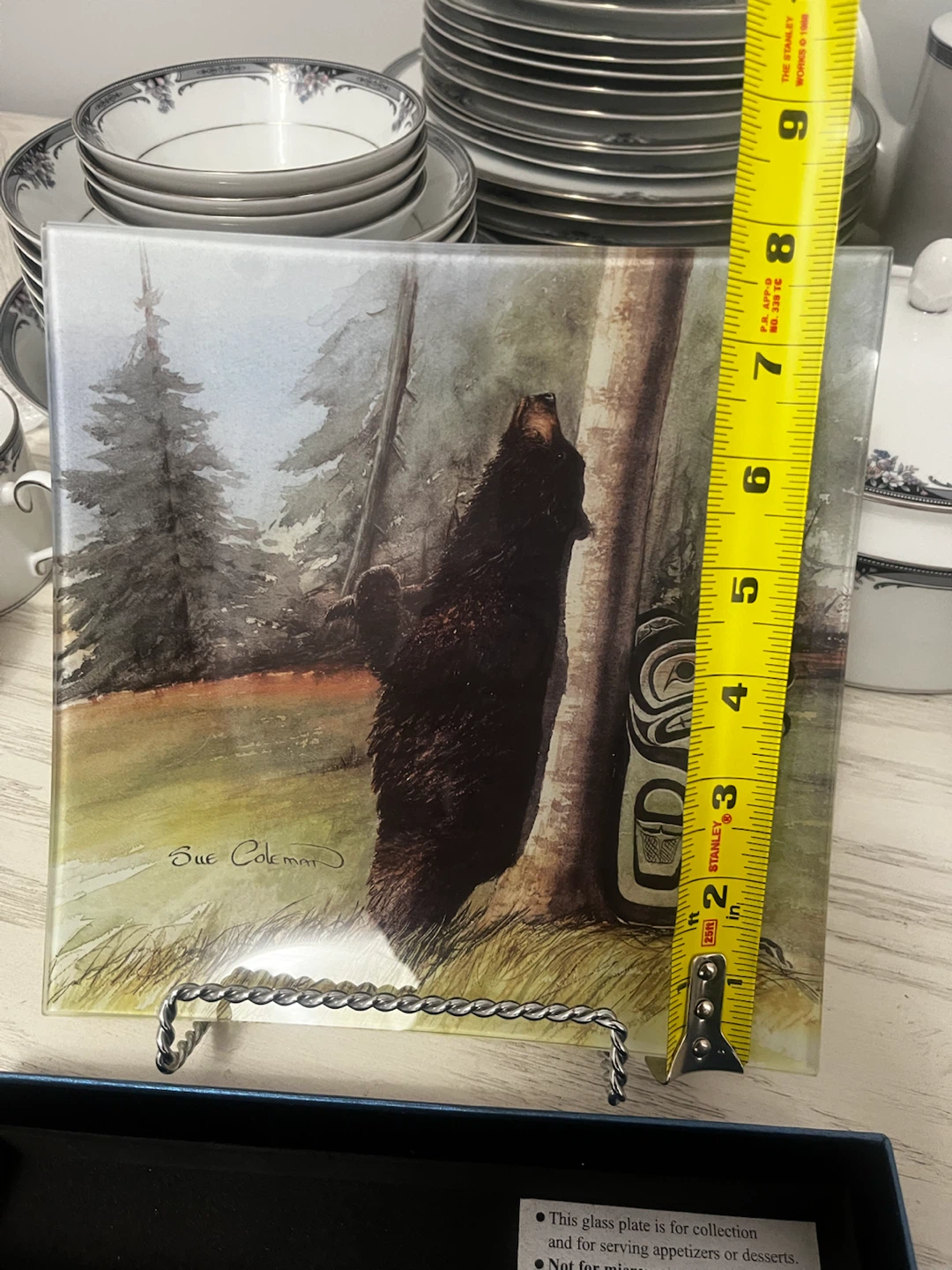 Sue Coleman Glass Art Plate - Bear & Wolf Designs - photo 3