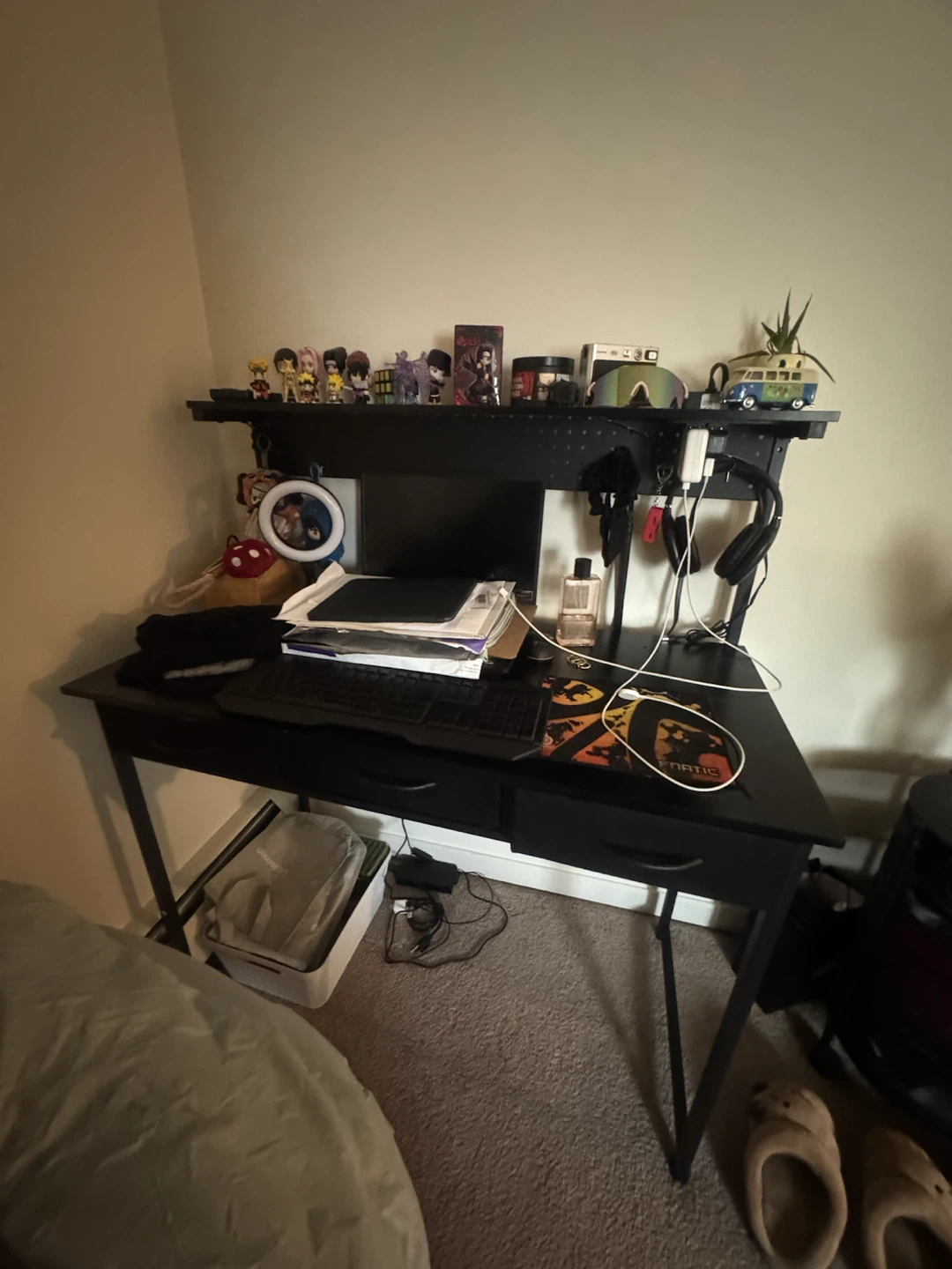Flrrtenv Computer Desk with Pegboard - 39 Inch, Black
