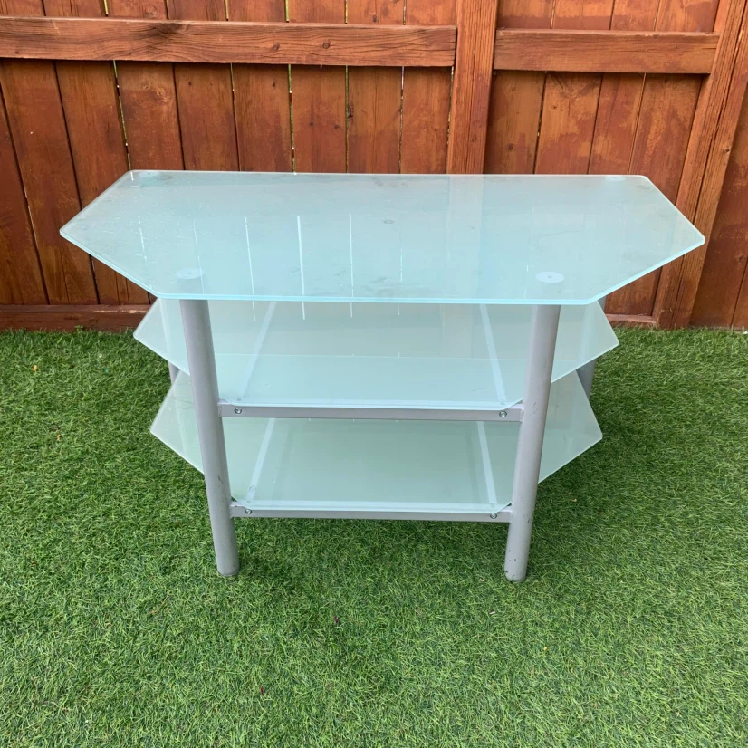 Glass TV Stand 3 Tier Media Console Display Shelf Unit