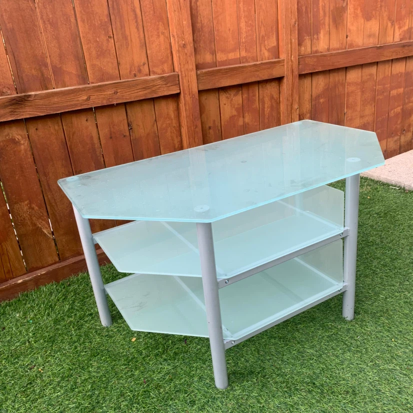 Glass TV Stand 3 Tier Media Console Display Shelf Unit - photo 2