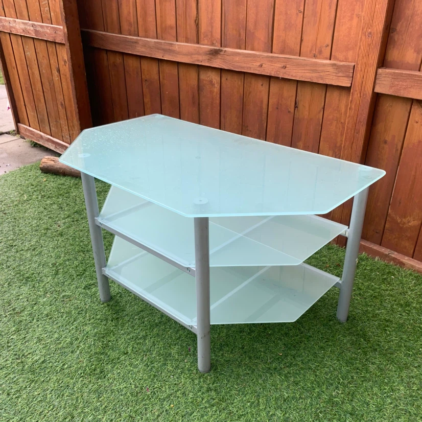 Glass TV Stand 3 Tier Media Console Display Shelf Unit - photo 3