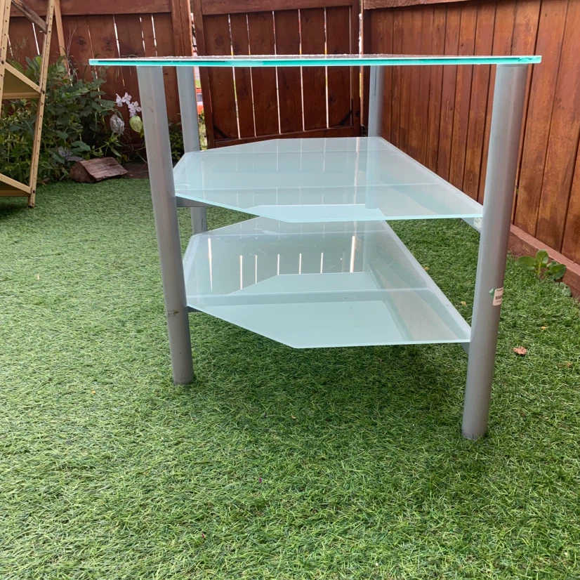 Glass TV Stand 3 Tier Media Console Display Shelf Unit - photo 5