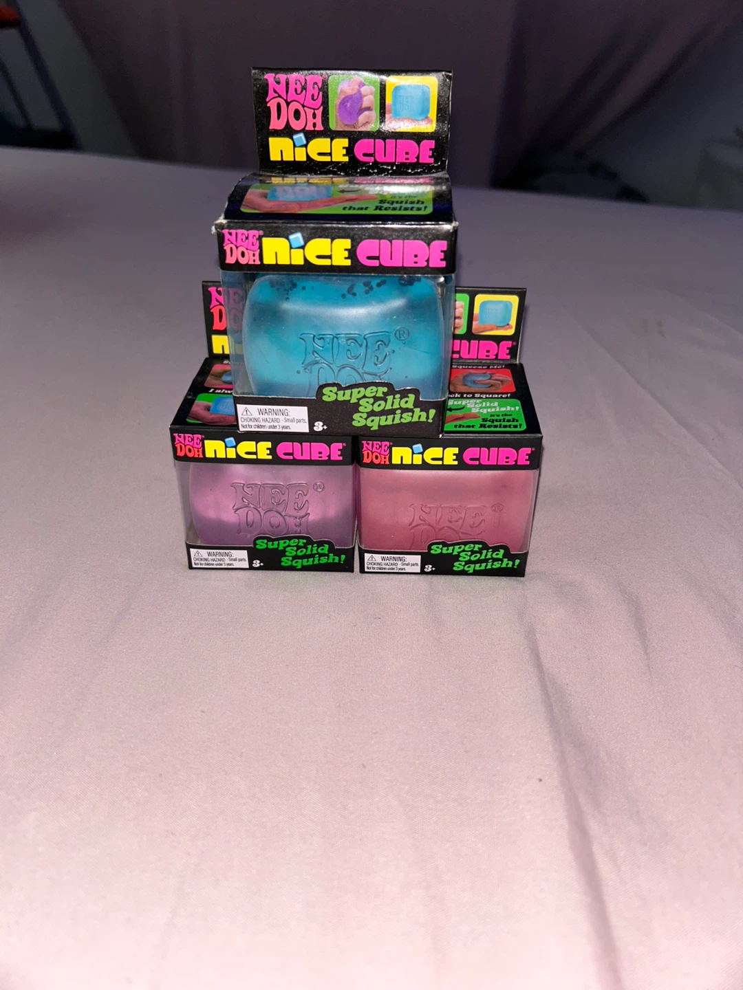 Nee Doh Nice Cube Super Solid Squish Toys (Set of 4)