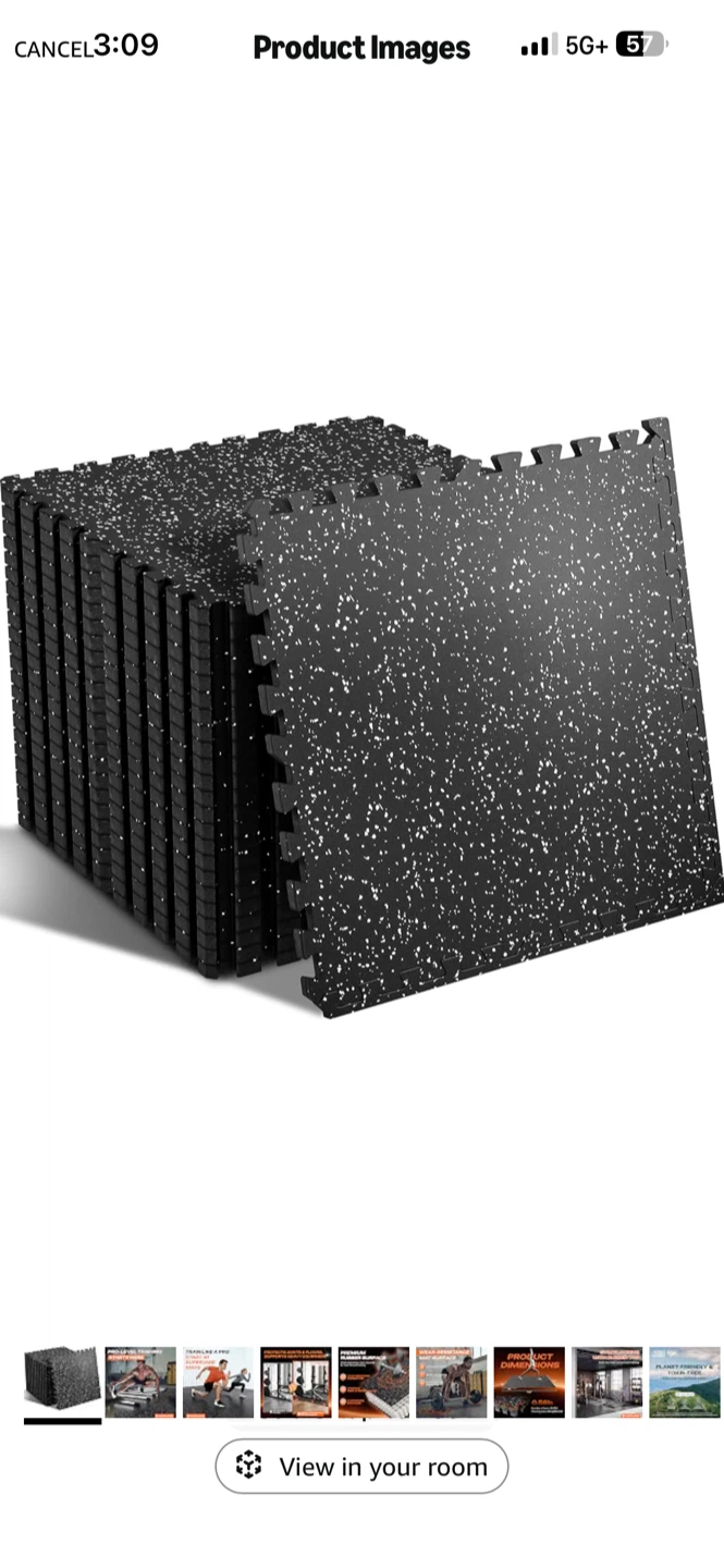 SUPERJARE 0.56" Thick 48 Sq Ft Rubber Top Gym Flooring Tiles - photo 3