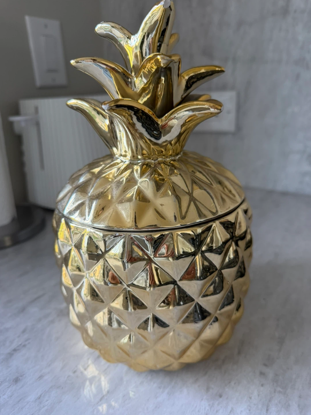 Gold Pineapple Jar with Lid