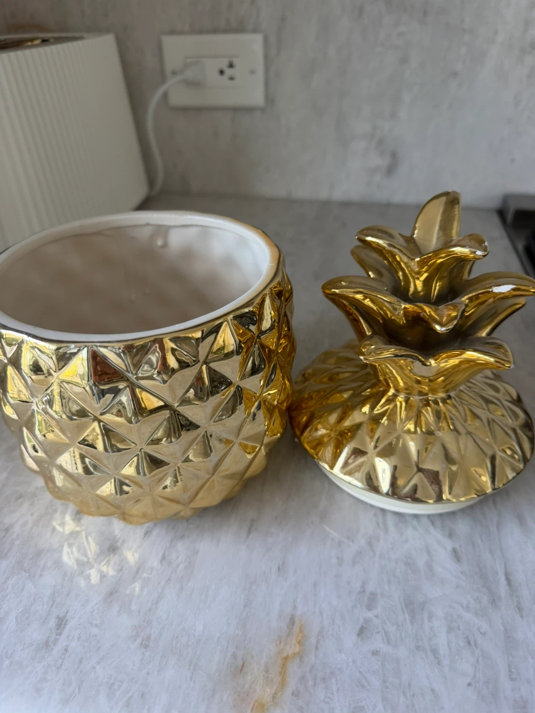 Gold Pineapple Jar with Lid - photo 2