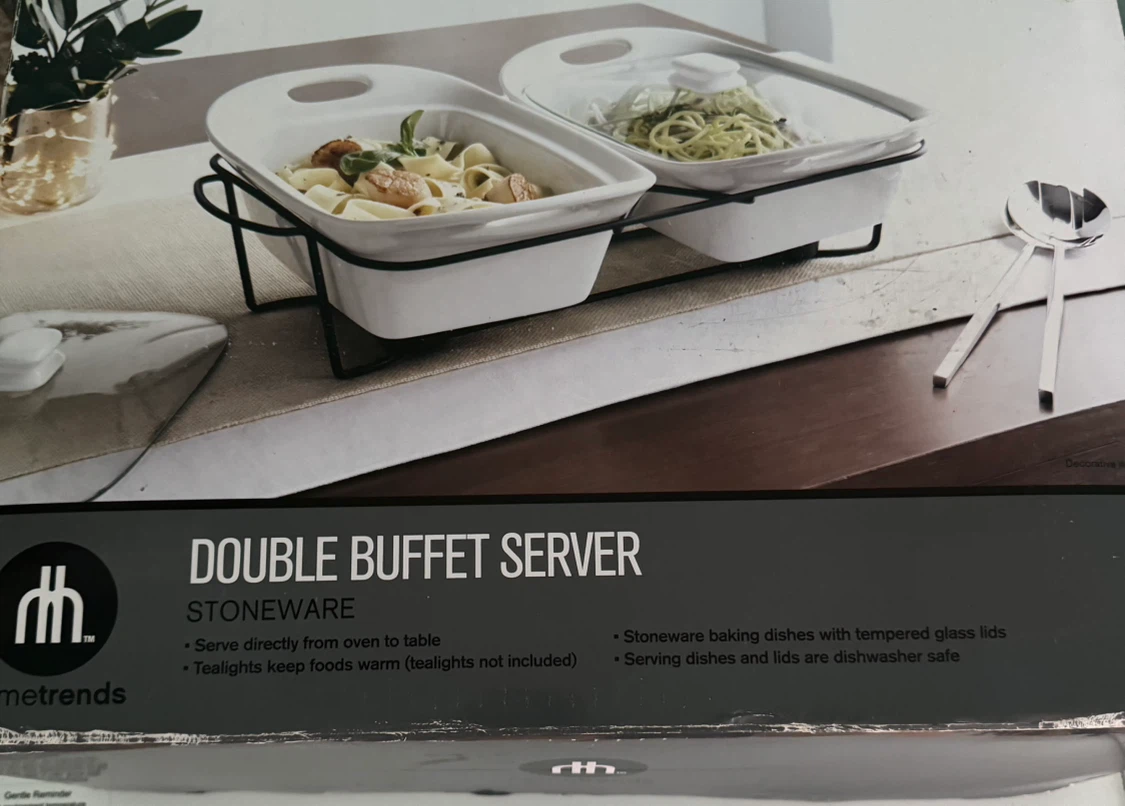 Metrends Double Buffet Server Stoneware