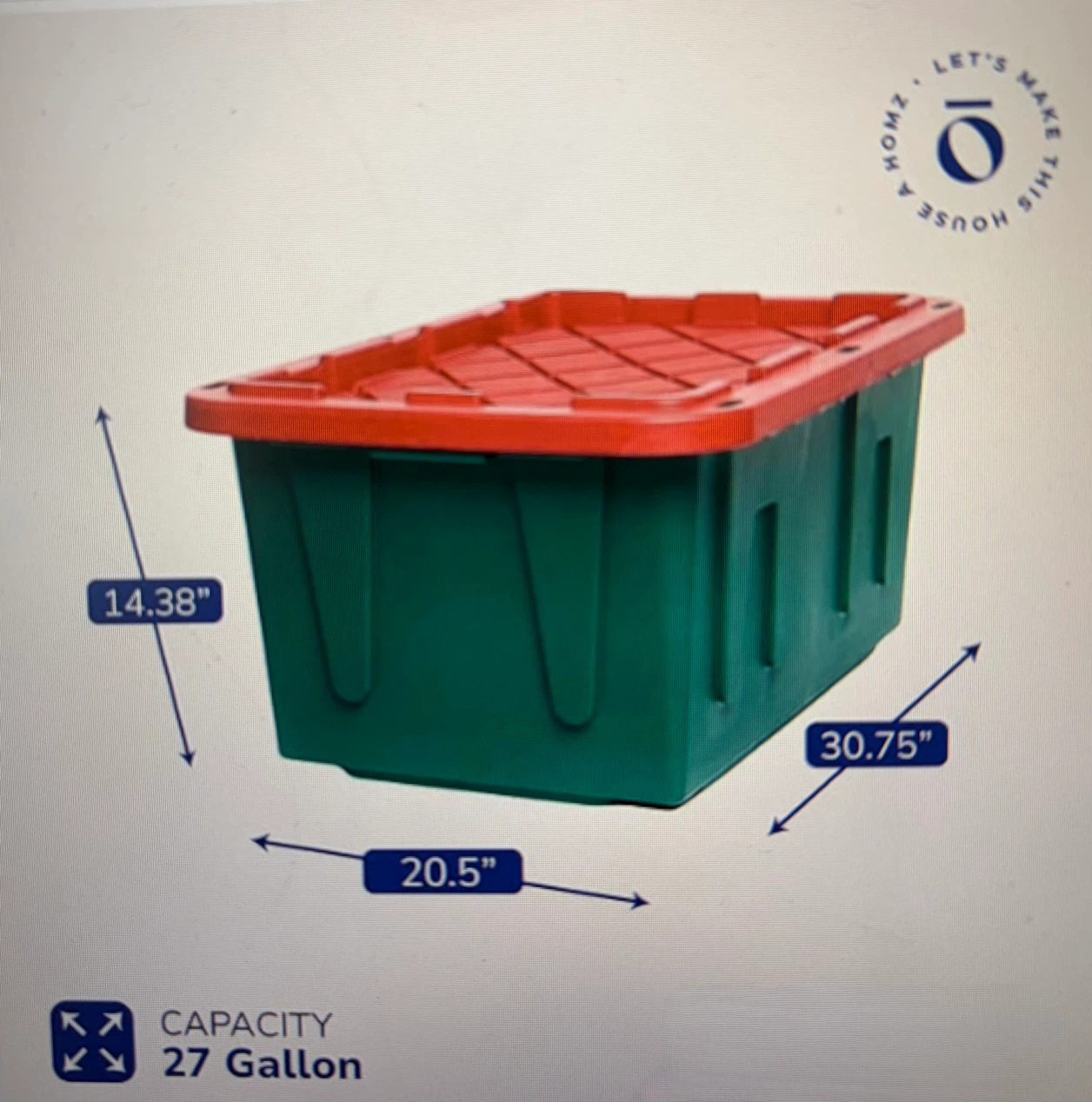 Green & Red Storage Bin with Lid - 27 Gallon - photo 4