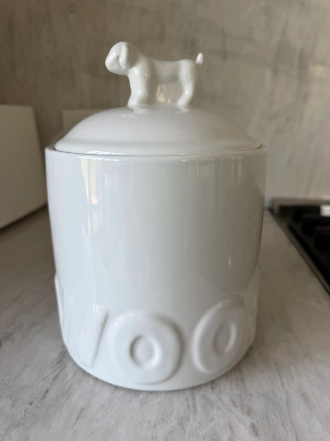White Ceramic Dog Treat Jar - photo 2