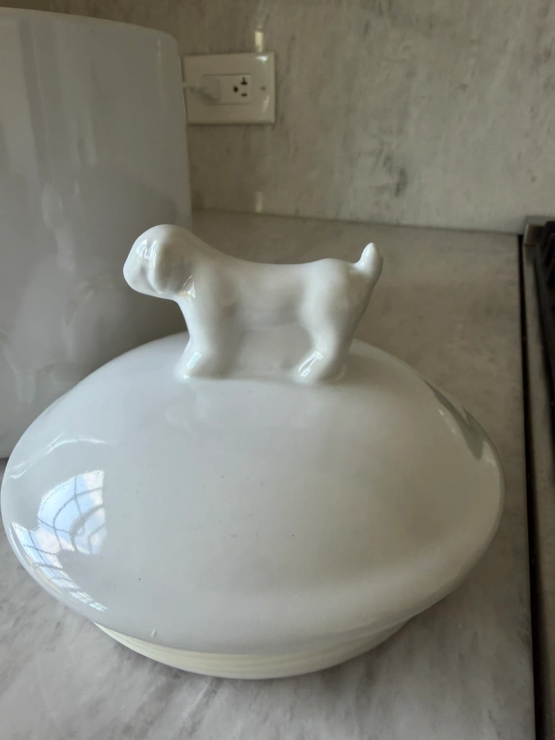 White Ceramic Dog Treat Jar - photo 3