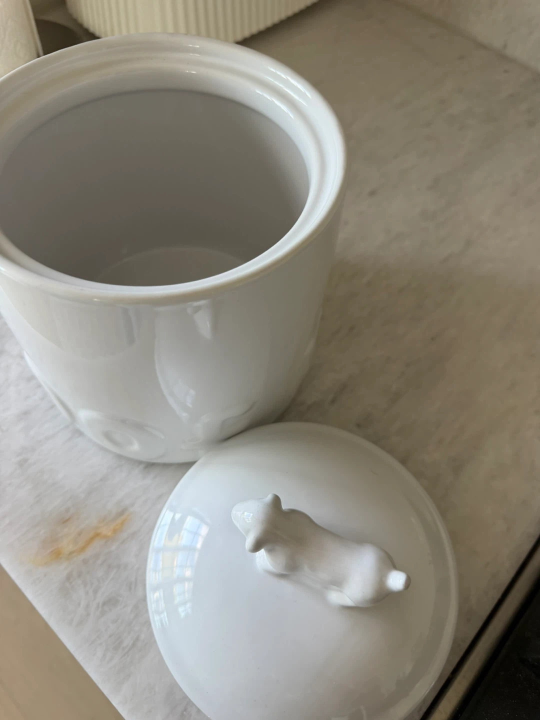 White Ceramic Dog Treat Jar - photo 4