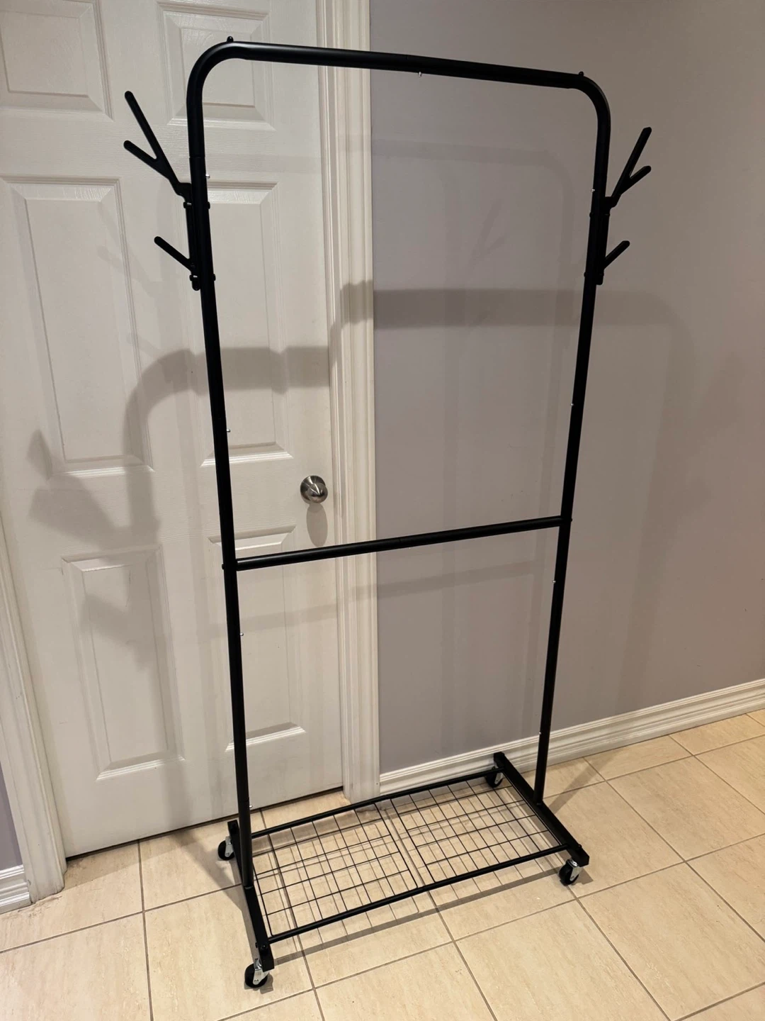 Black Metal Garment Rack with Shelf