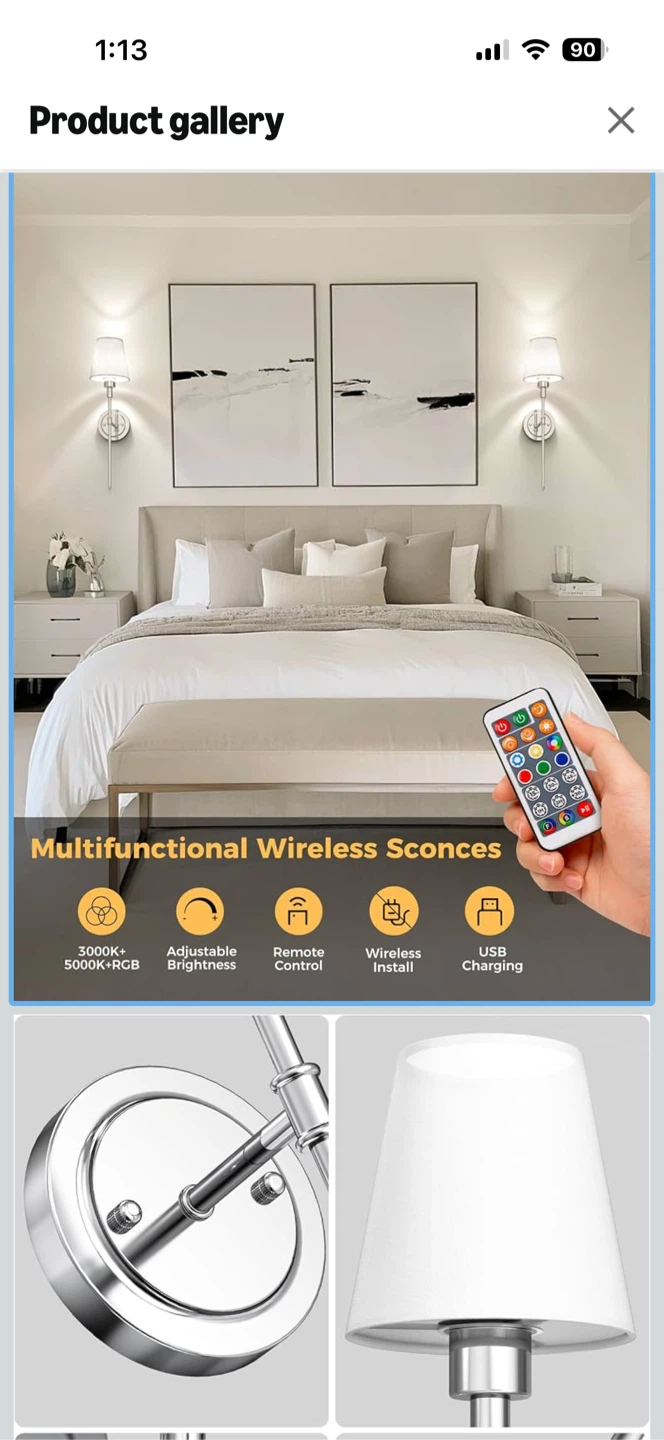 Rechargeable wireless wall sconces in chrome - photo 4