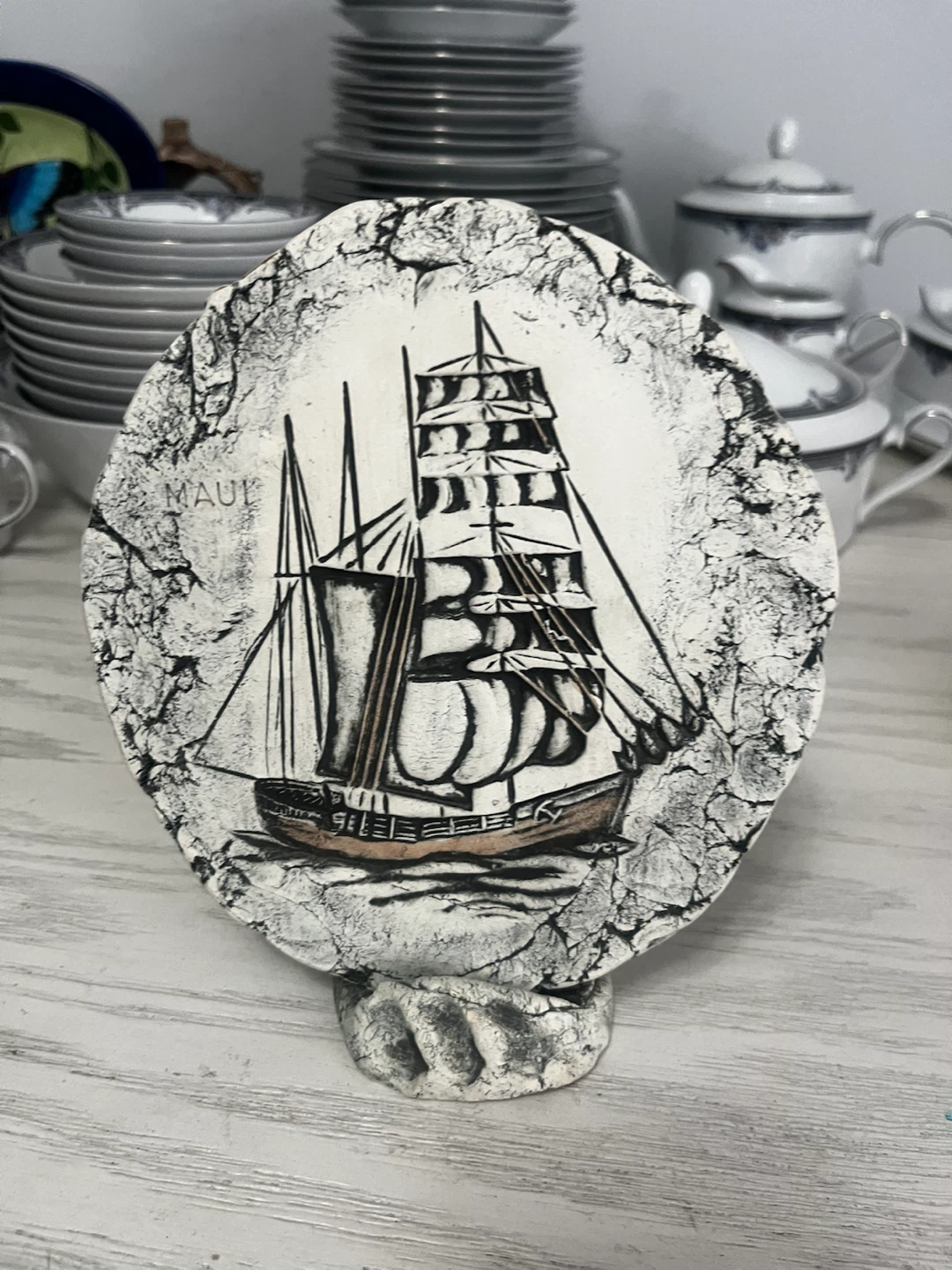 Shapes of Clay "Maui" Sailing Ship Wall Plaque
