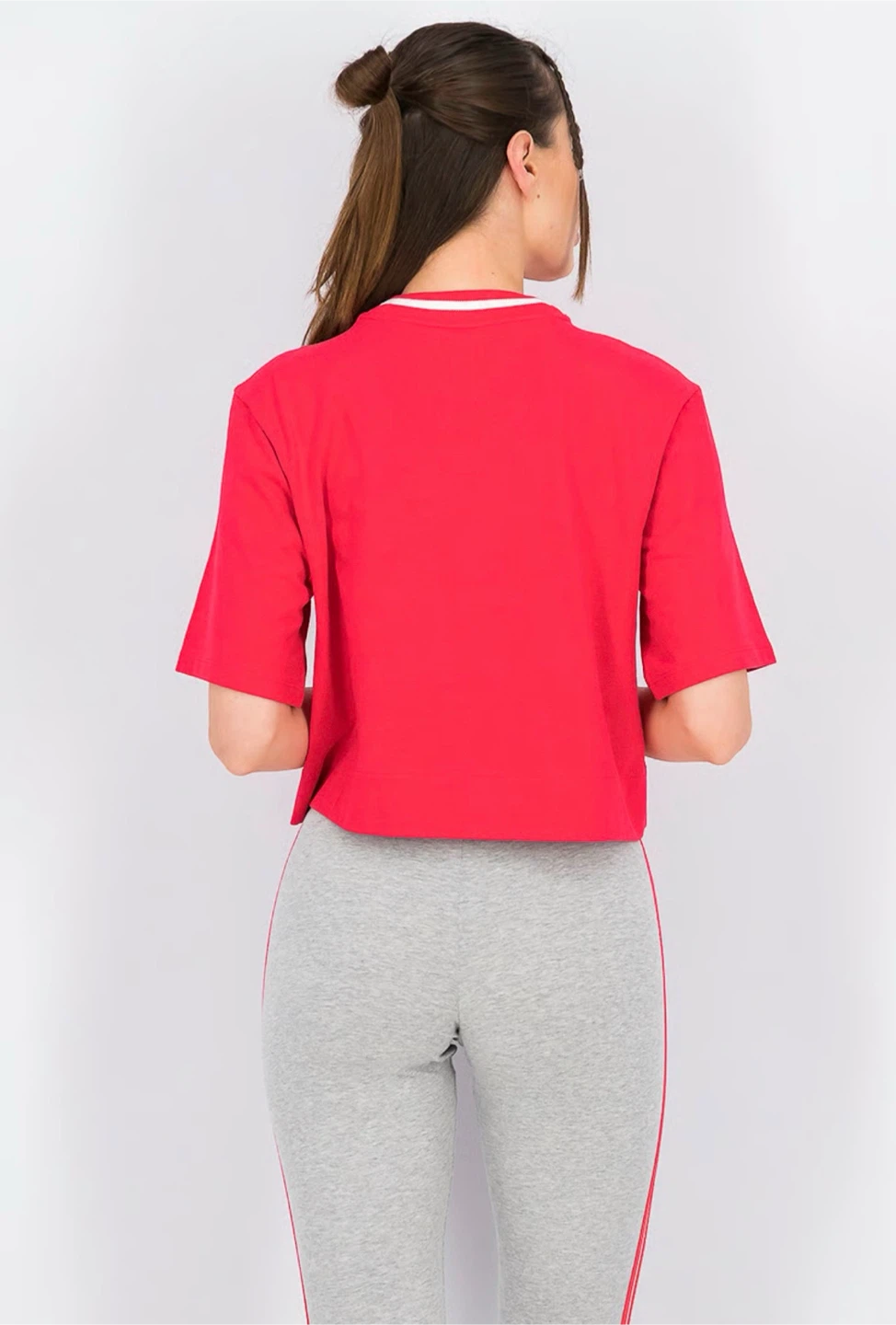 Adidas Red Cropped T-Shirt with Trefoil Logo - photo 3