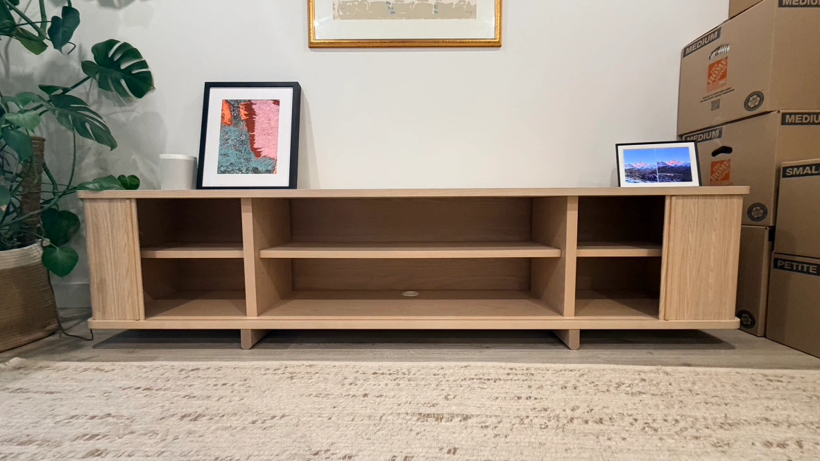 Oak Media Console with Sliding Doors - photo 3