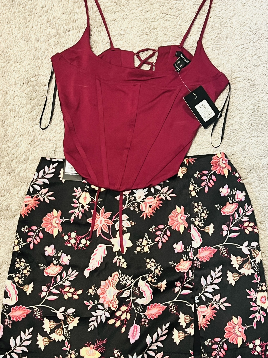 Forever 21 Corset Top and Floral Skirt Set