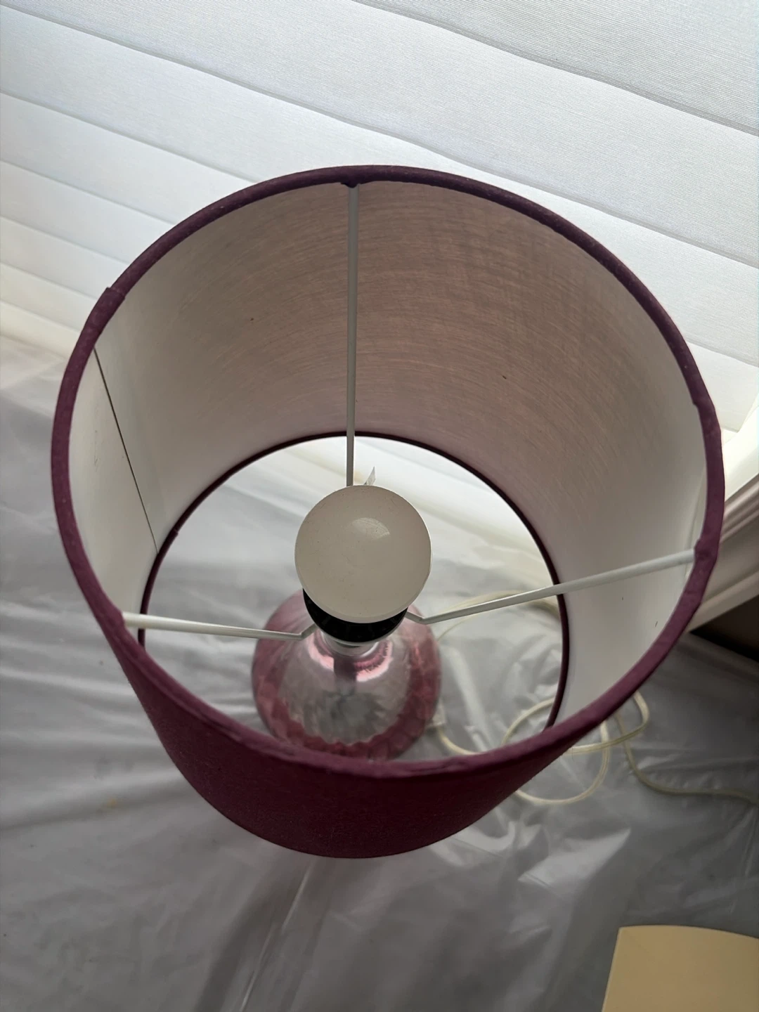 2 Glass Table Lamp with Purple Shade - photo 2