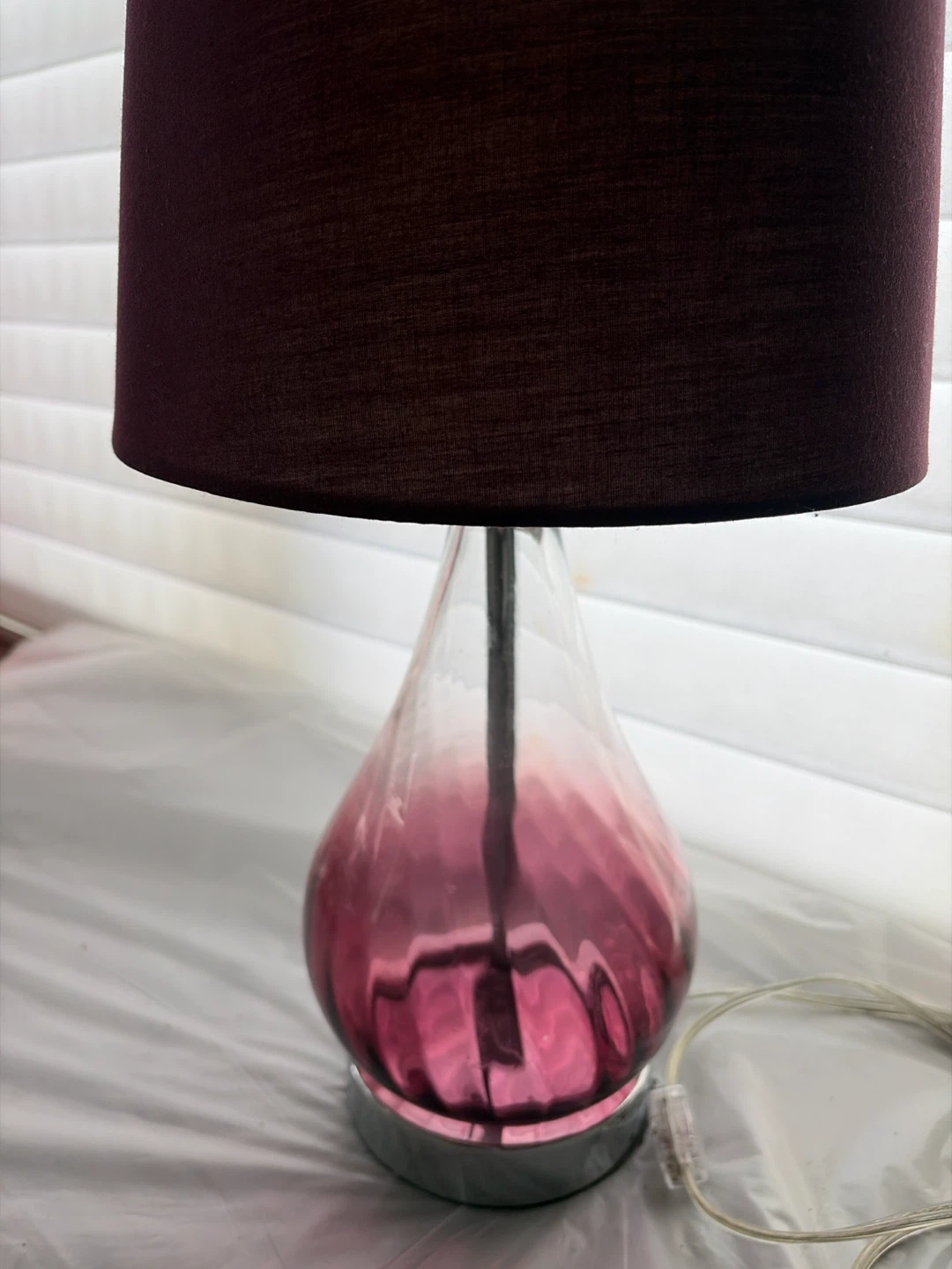 2 Glass Table Lamp with Purple Shade - photo 3