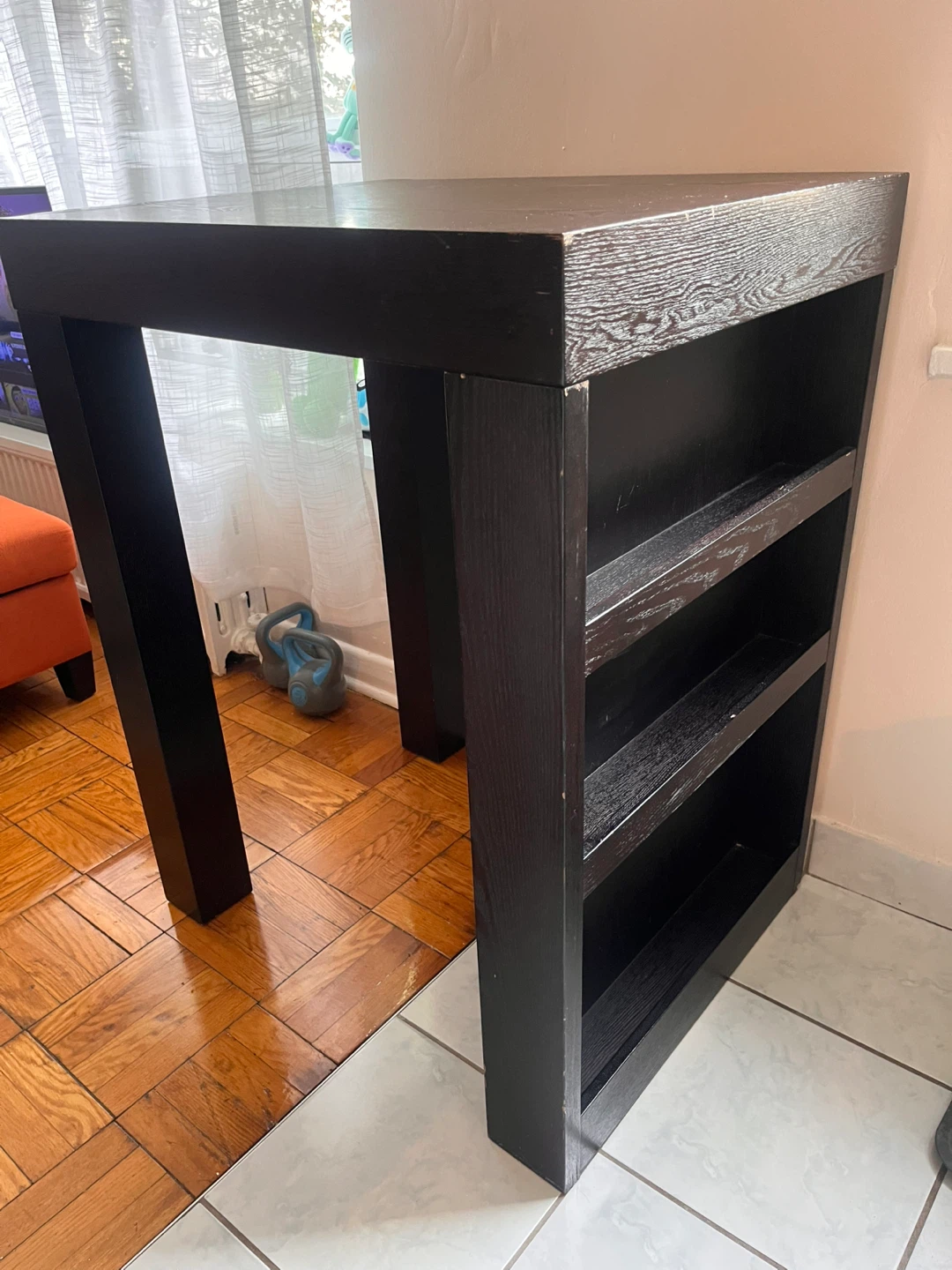 Dark Brown Bar Table with Shelves