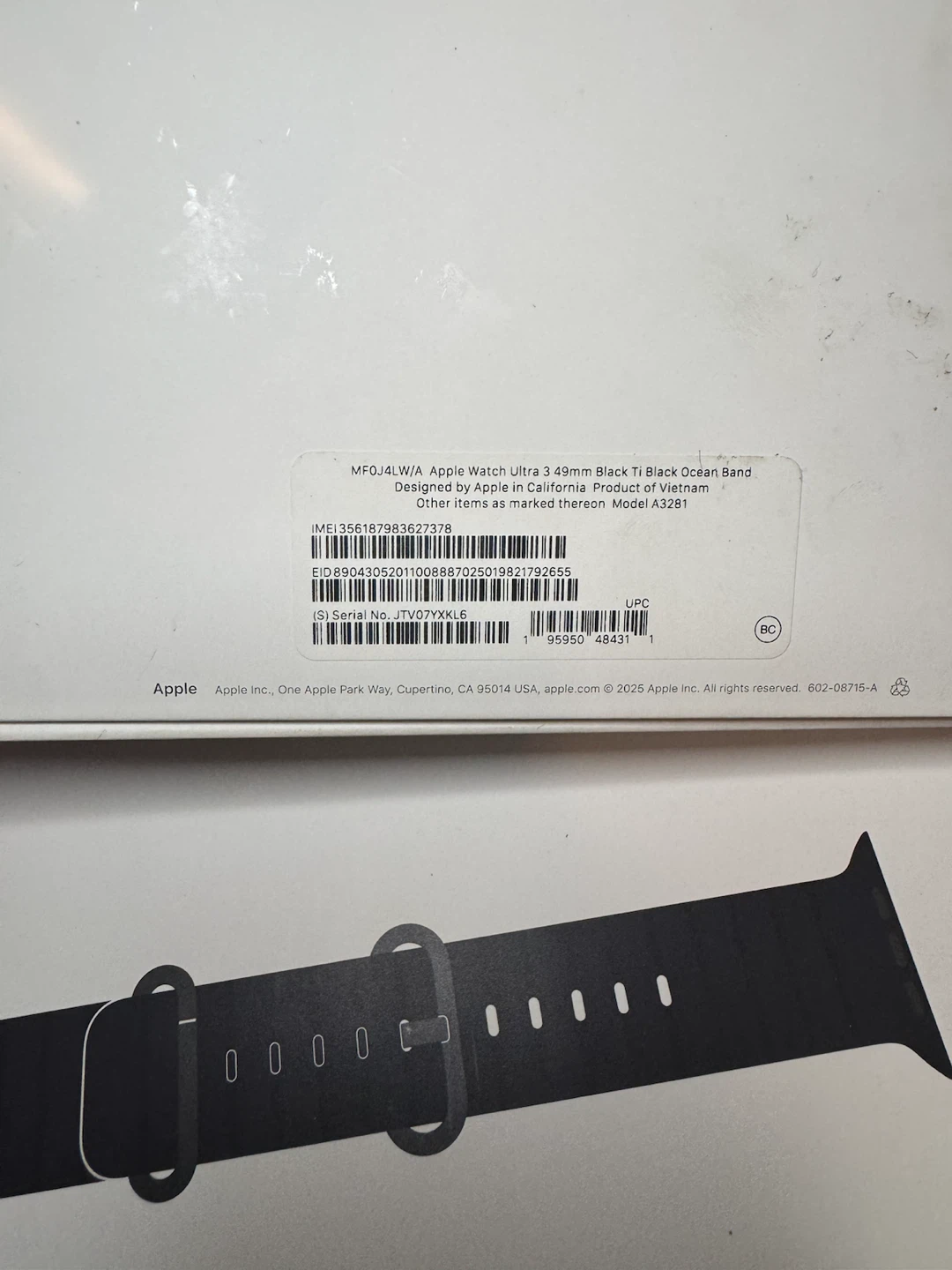 Apple Watch Ultra 3 49mm Black Ocean Band