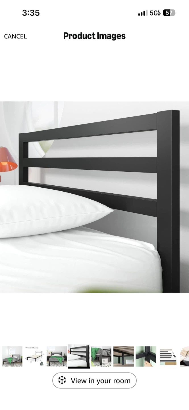 Black Metal Twin Bed Frame - photo 2