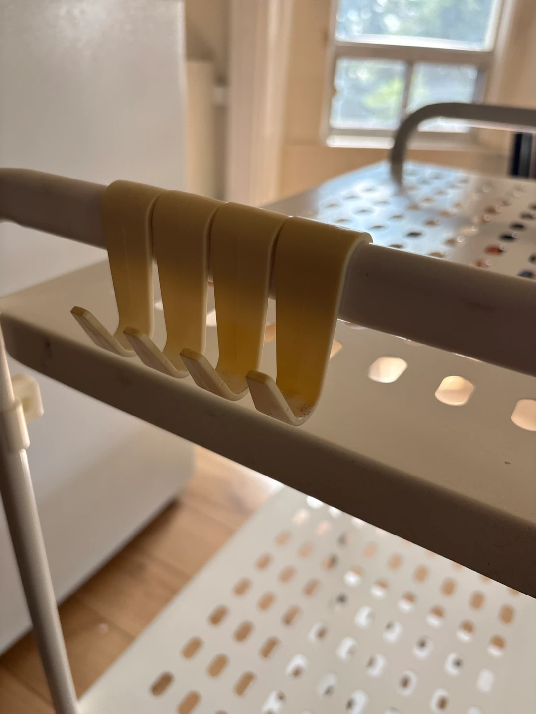 White 3-Tier IKEA Metal Shelf Unit with Hooks - photo 3