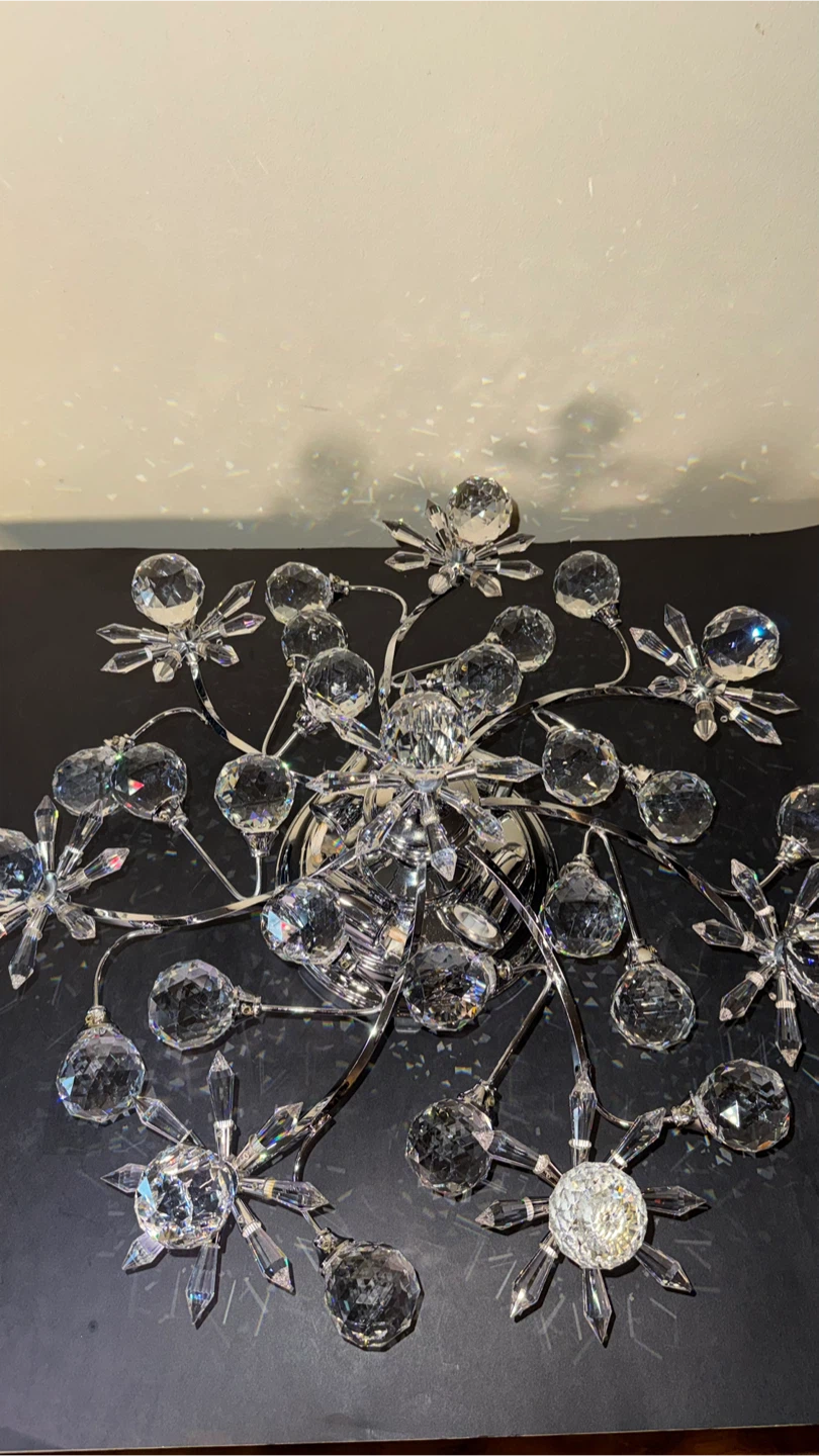 Vintage Crystal Mount Ceiling Light Floral Chandelier