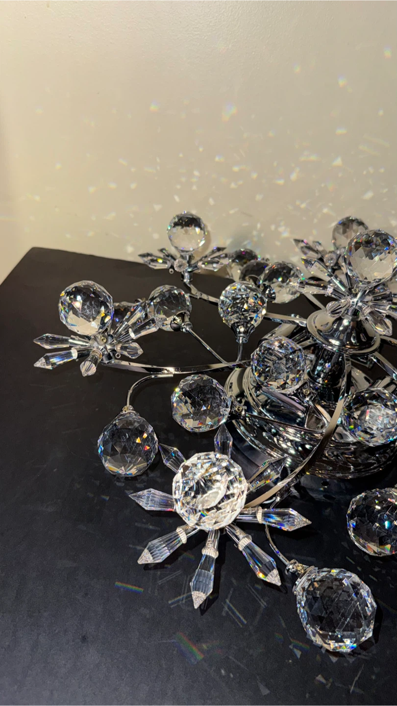 Vintage Crystal Mount Ceiling Light Floral Chandelier - photo 2