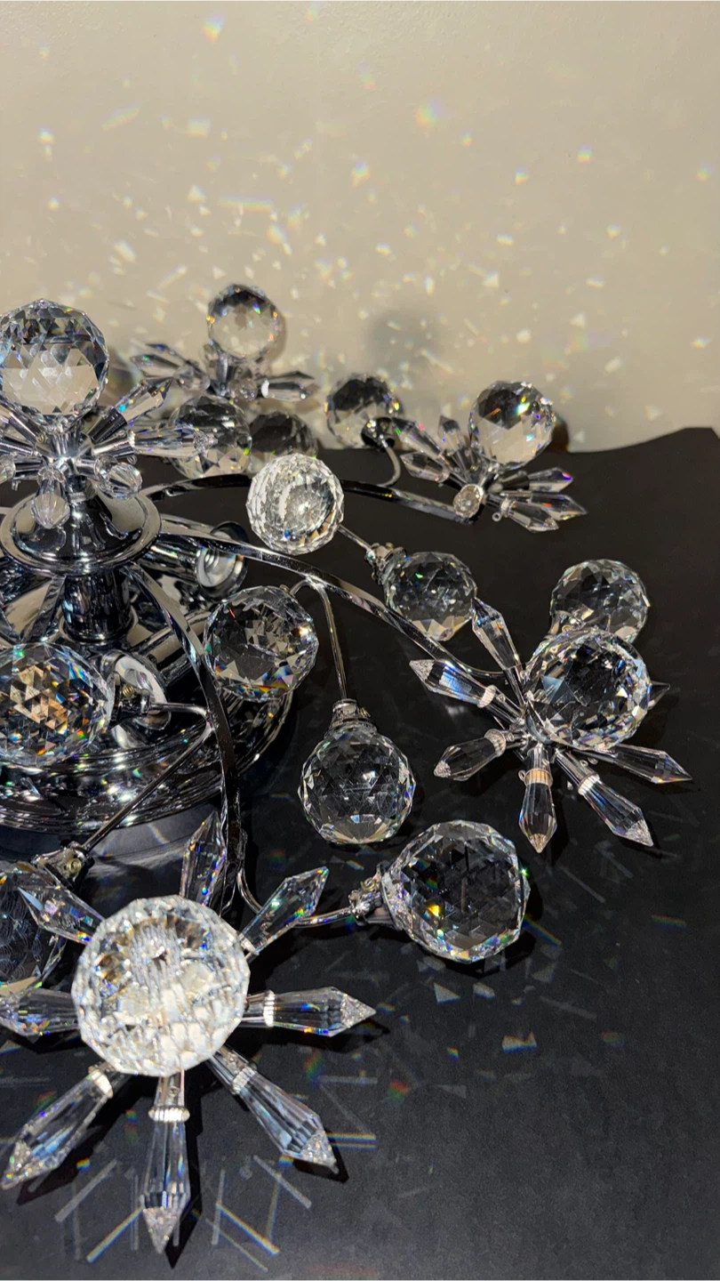 Vintage Crystal Mount Ceiling Light Floral Chandelier - photo 3