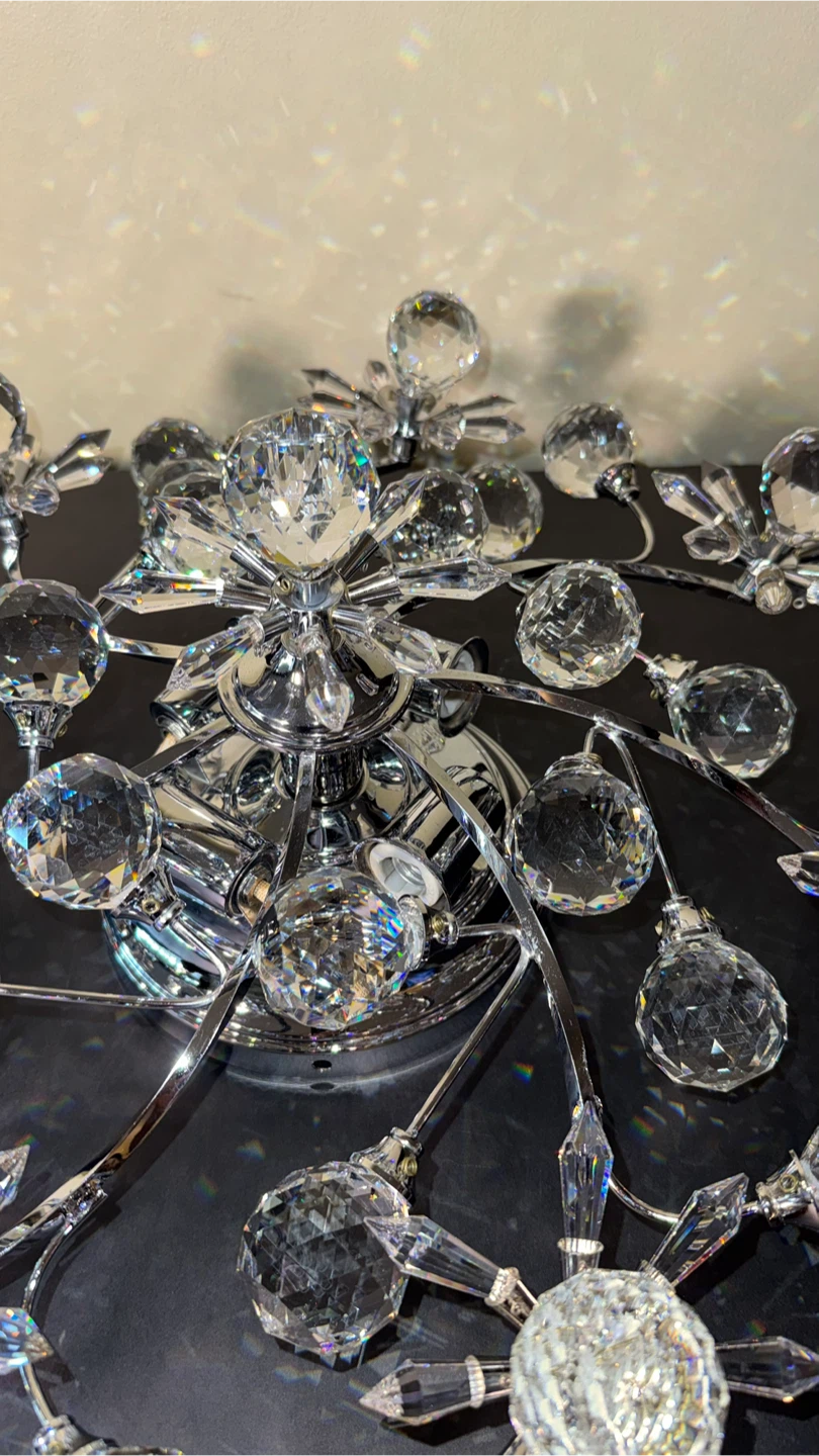 Vintage Crystal Mount Ceiling Light Floral Chandelier - photo 4
