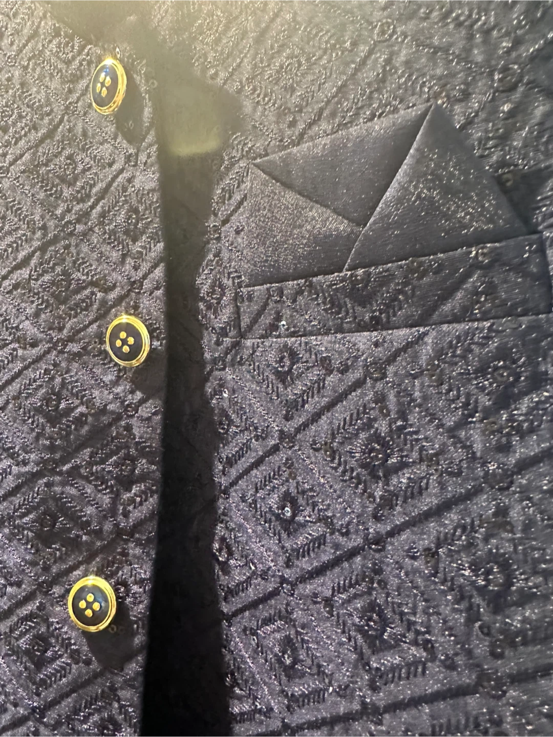 Navy Blue Sequin Embellished Vest