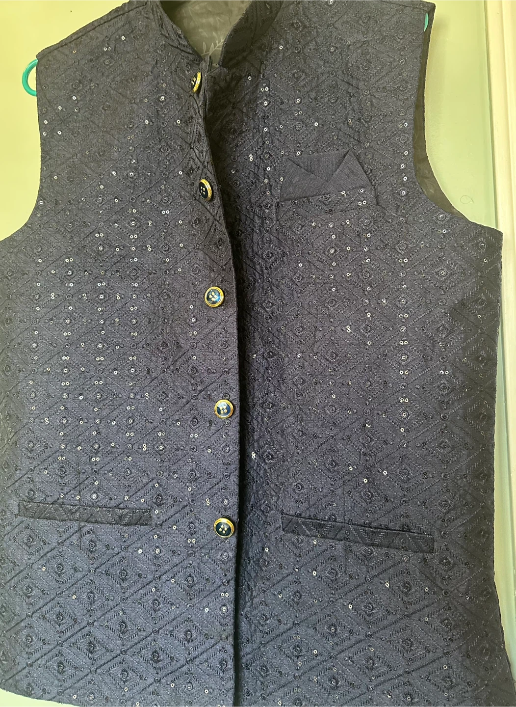 Navy Blue Sequin Embellished Vest - photo 4