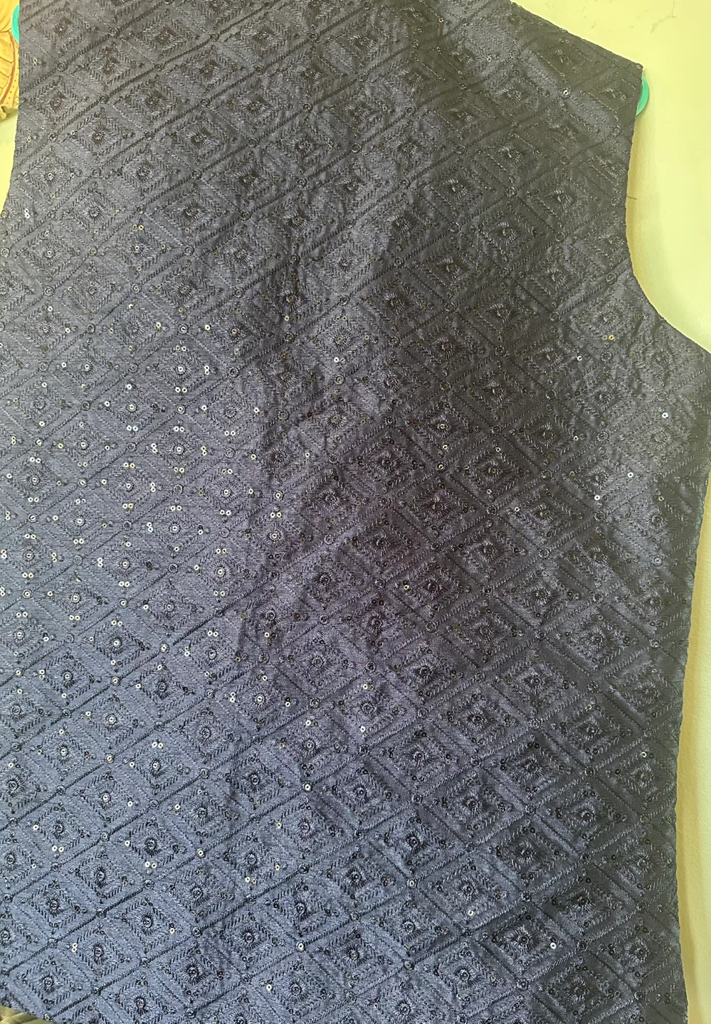 Navy Blue Sequin Embellished Vest - photo 5